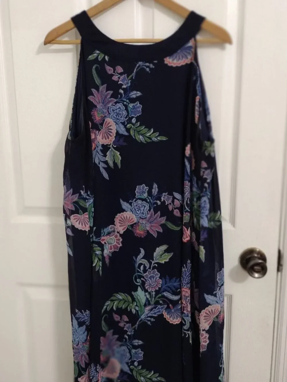 Sami & Jo Plus Floral Sleeveless Dress Women’s 2X Navy Sheer Overlay Boho - Picture 3 of 8